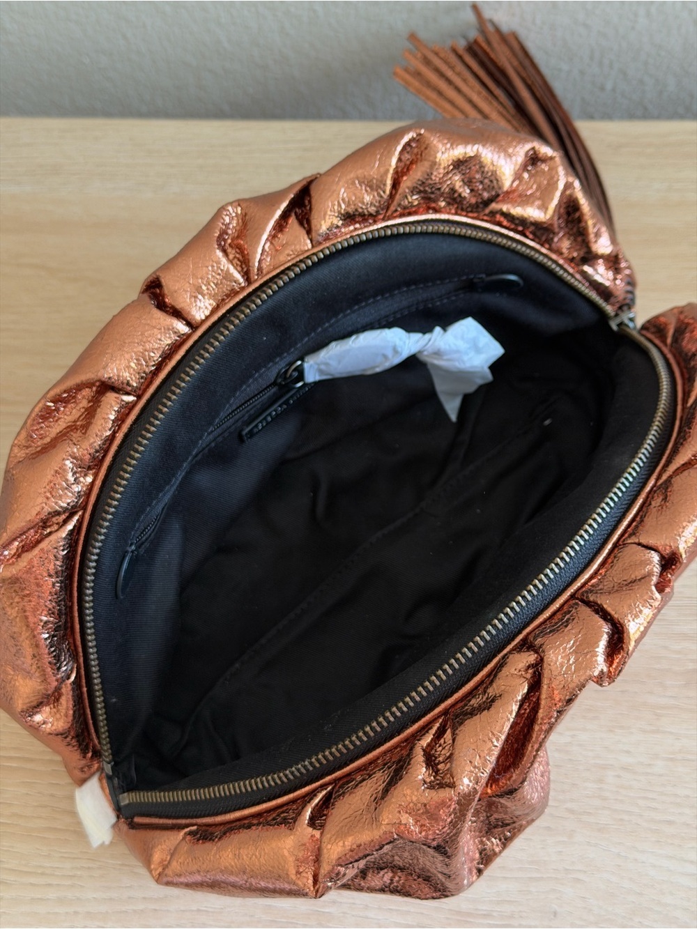 Rebecca Minkoff ruched metallic copper clutch bag - Picture 3 of 4
